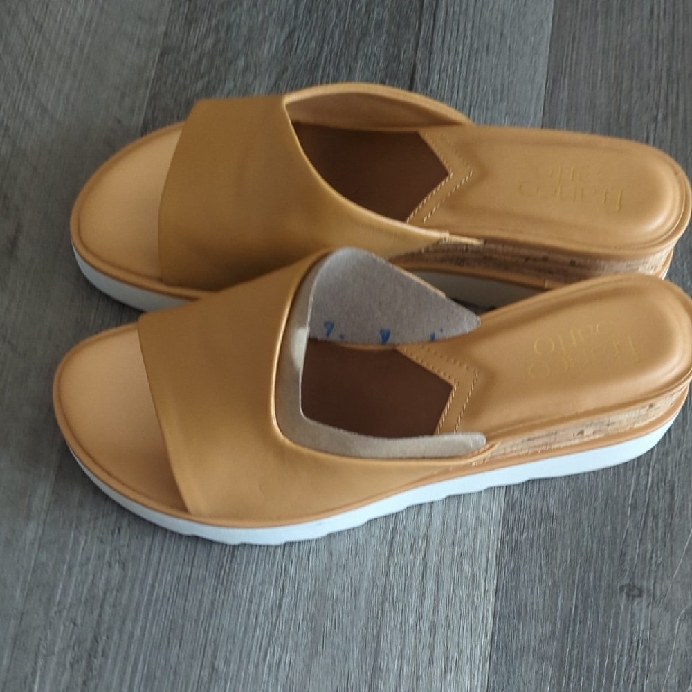 Franco Sarto Camel Mules with White Platform